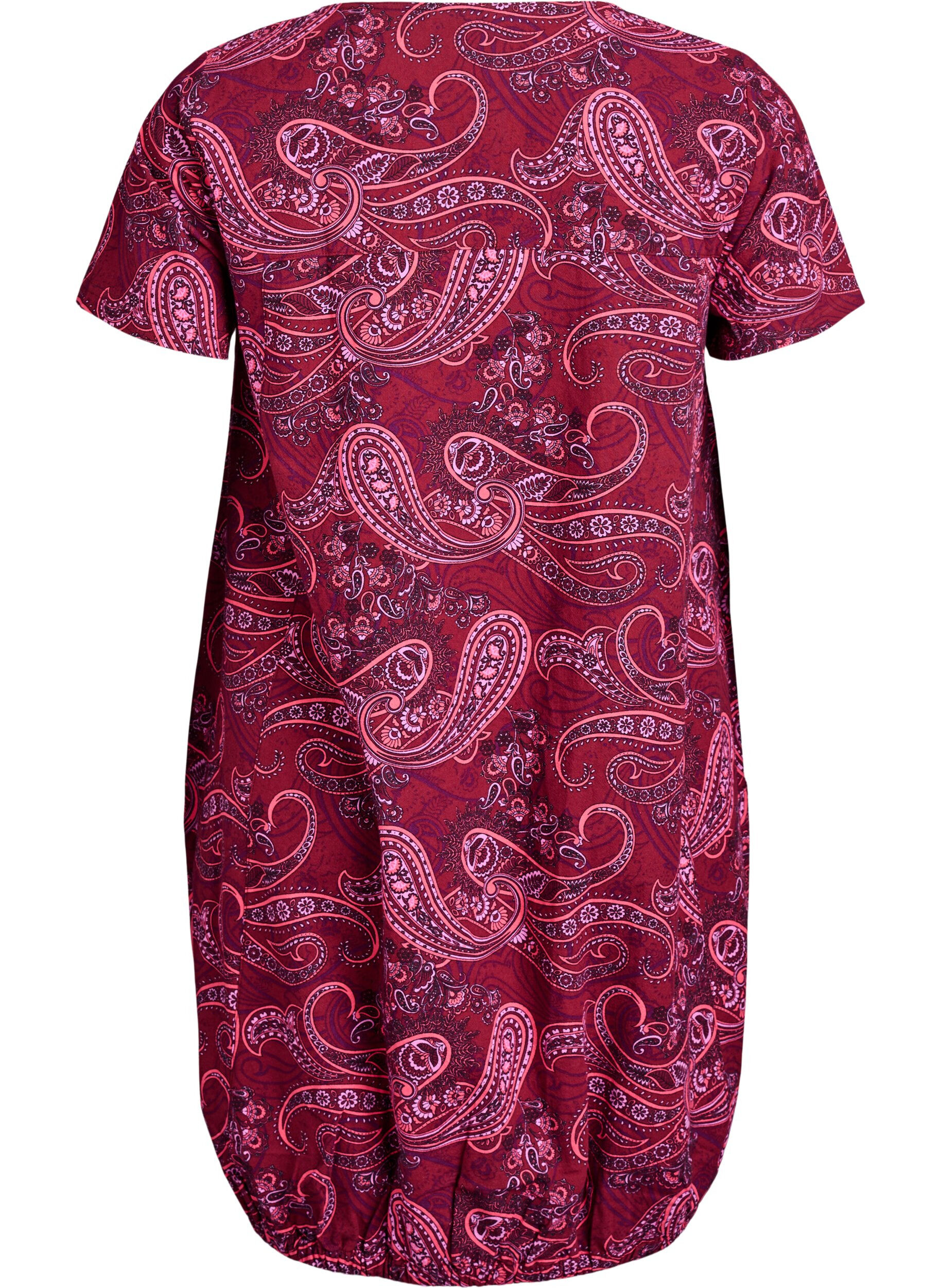 ZizzifashionShort-sleeved cotton dress with print, Red, Packshot image number 1