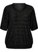 Blouse with wavy texture and balloon shape, Black, Packshot image number 0