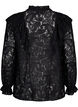 Lace shirt blouse with ruffle detail, Black, Packshot image number 1