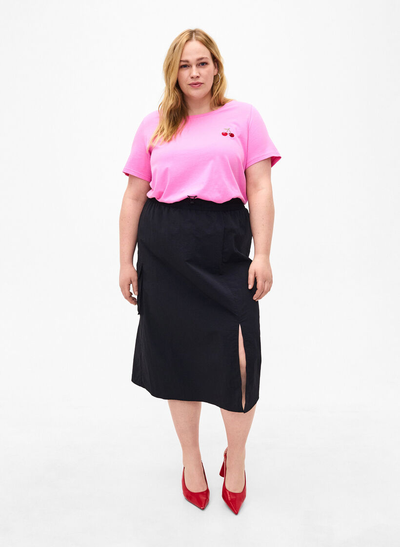 Cotton t-shirt with embroidered cherry, Roseb. W. CherryEMB., Model image number 2