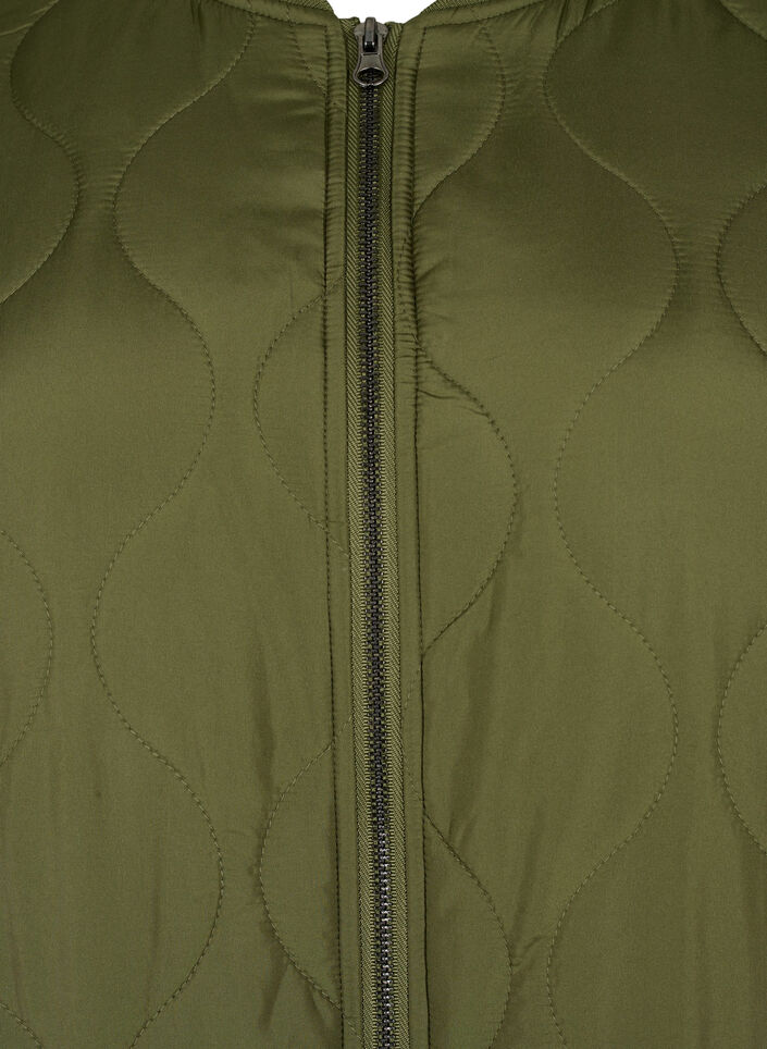 Long quilted jacket with pockets and zipper, Winter Moss, Packshot image number 2