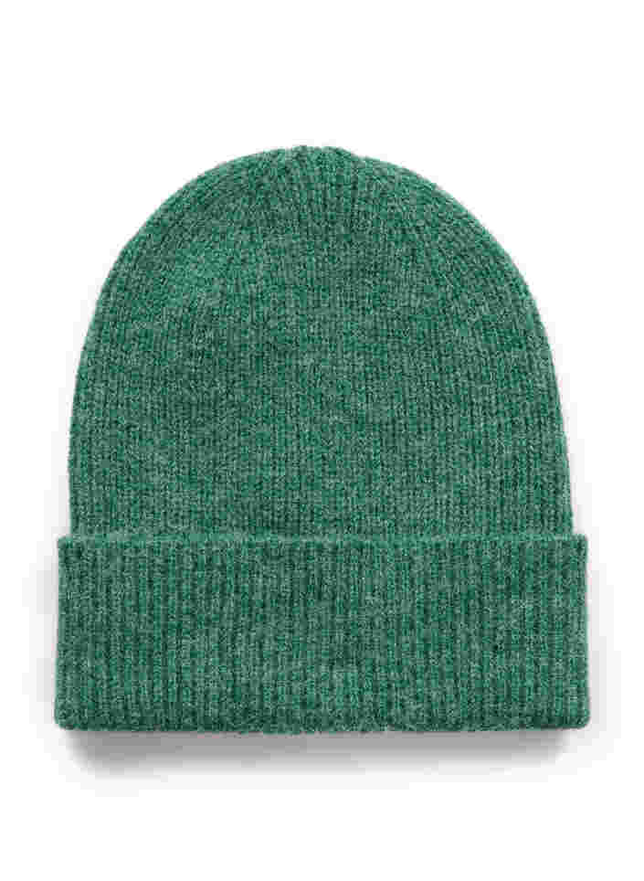 Melange knitted beanie, Evergreen Melange, Packshot image number 0