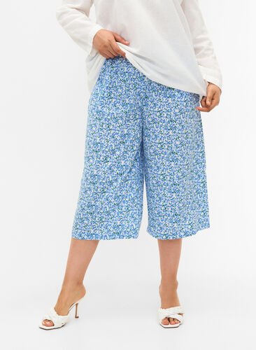 Culotte trousers with print, Blue Small Flower, Model image number 2