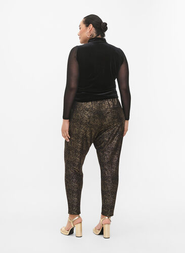 Maddison pants with gold color and pockets, Black w. Gold, Model image number 1