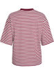 Striped blouse with 3/4 sleeves and button detail, Red, Packshot image number 1