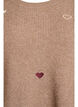 Jumper with hearts and 3/4 sleeves, Brown, Packshot image number 2
