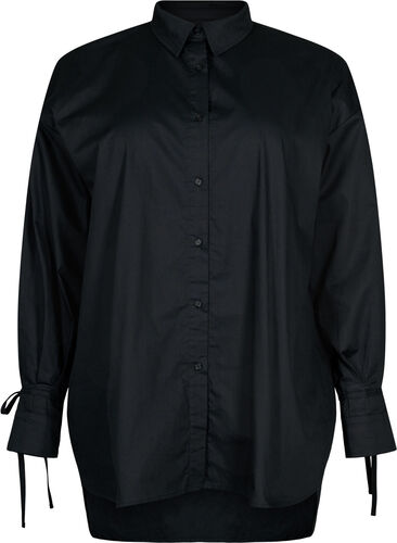 Shirt with tie detail on the sleeve, Black, Packshot image number 0