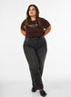T-shirt in organic cotton with print, Brown, Model image number 1