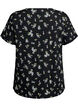 FLASH - Short-sleeved blouse with texture, Black, Packshot image number 1