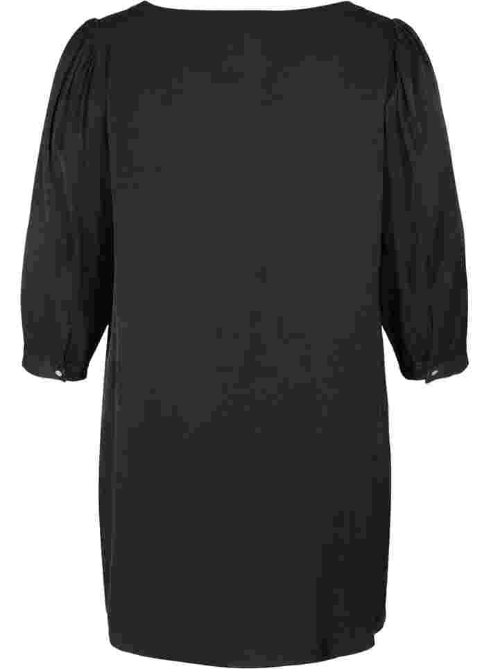 3/4-sleeved tunic with buttons, Black, Packshot image number 1