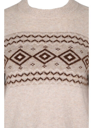 Knitted blouse with jaquard pattern, Pumice Stone Mel., Packshot image number 2