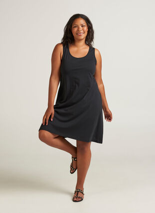 Dress in A-line shape, Black Solid, Model image number 2