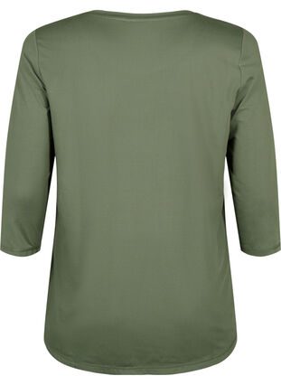 Workout top with 3/4 sleeves, Thyme, Packshot image number 1