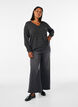 Jersey blouse with a V-neck and long sleeves, Black, Model image number 1