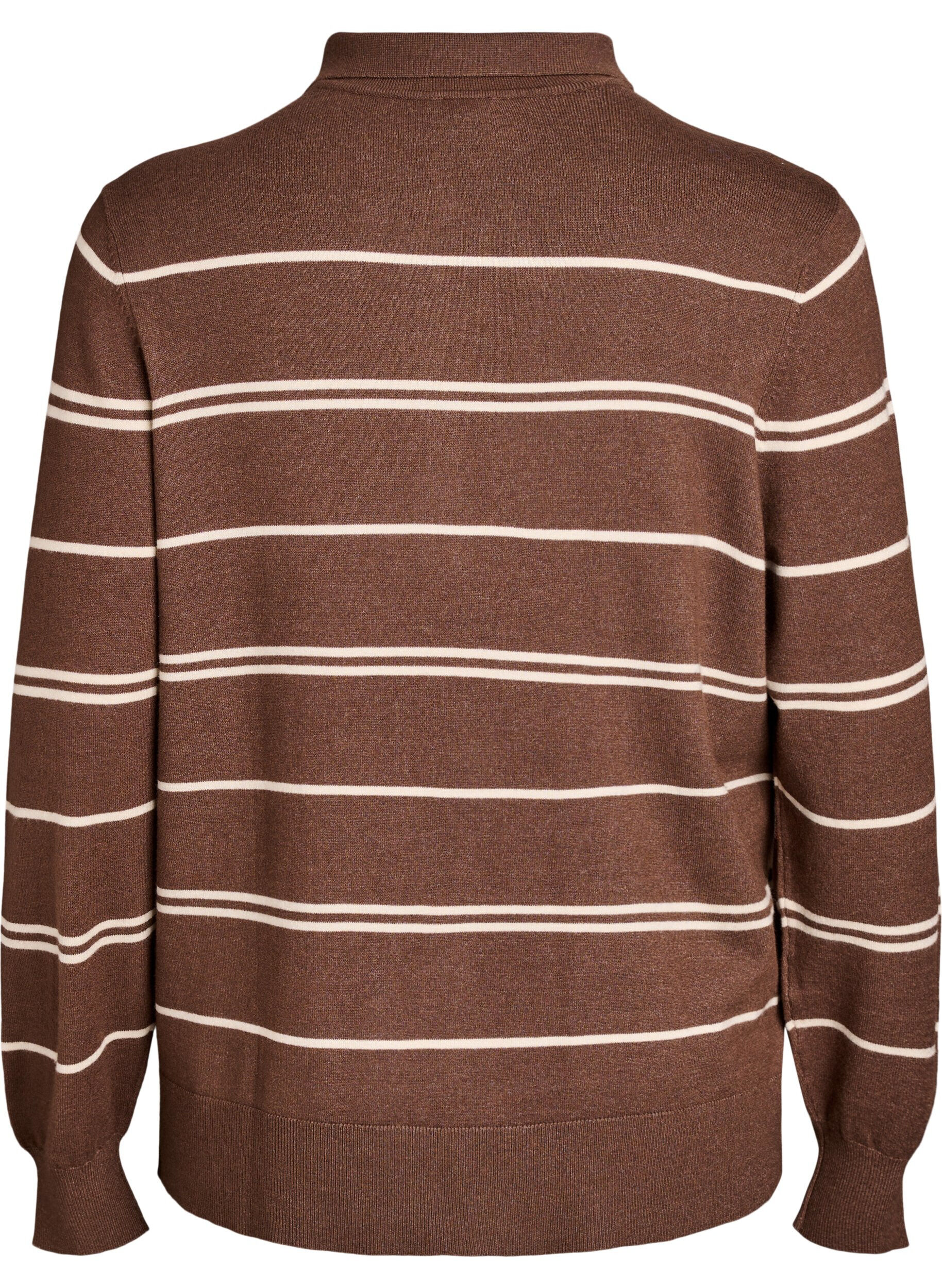 Zizzifashion Knit blouse with collar, Brown, Packshot image number 1