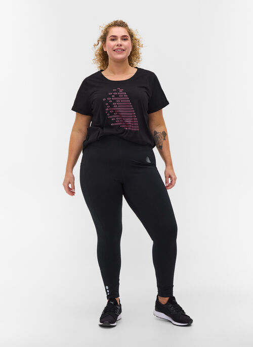 Cropped gym leggings with pocket and reflection