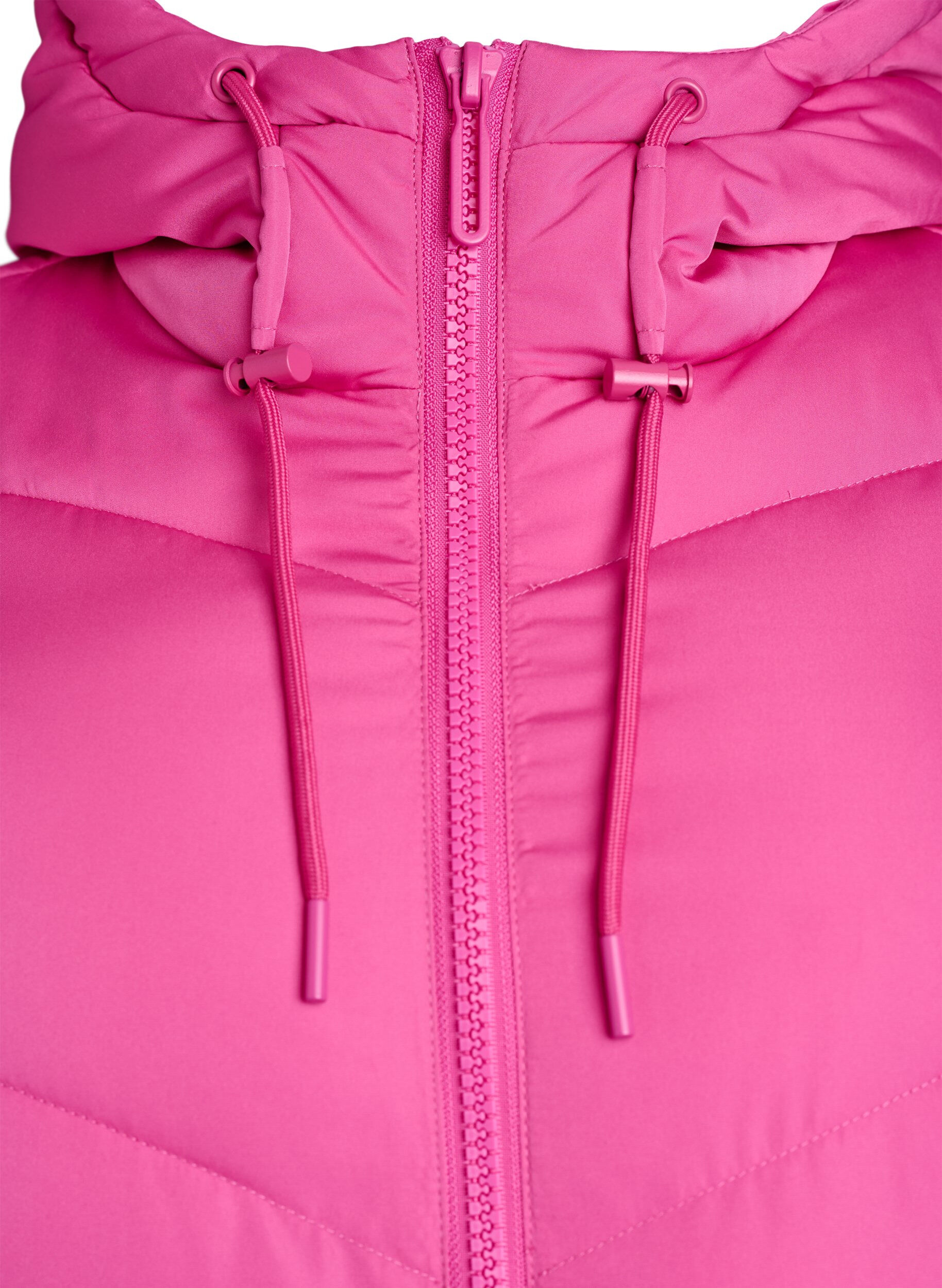 Zizzifashion Long puffer coat with hood and pockets, Rose, Packshot image number 2