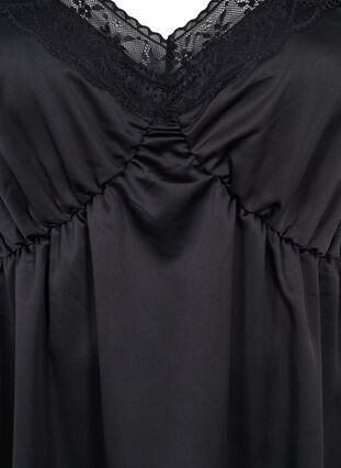 Nightgown with lace and slits, Black, Packshot image number 2