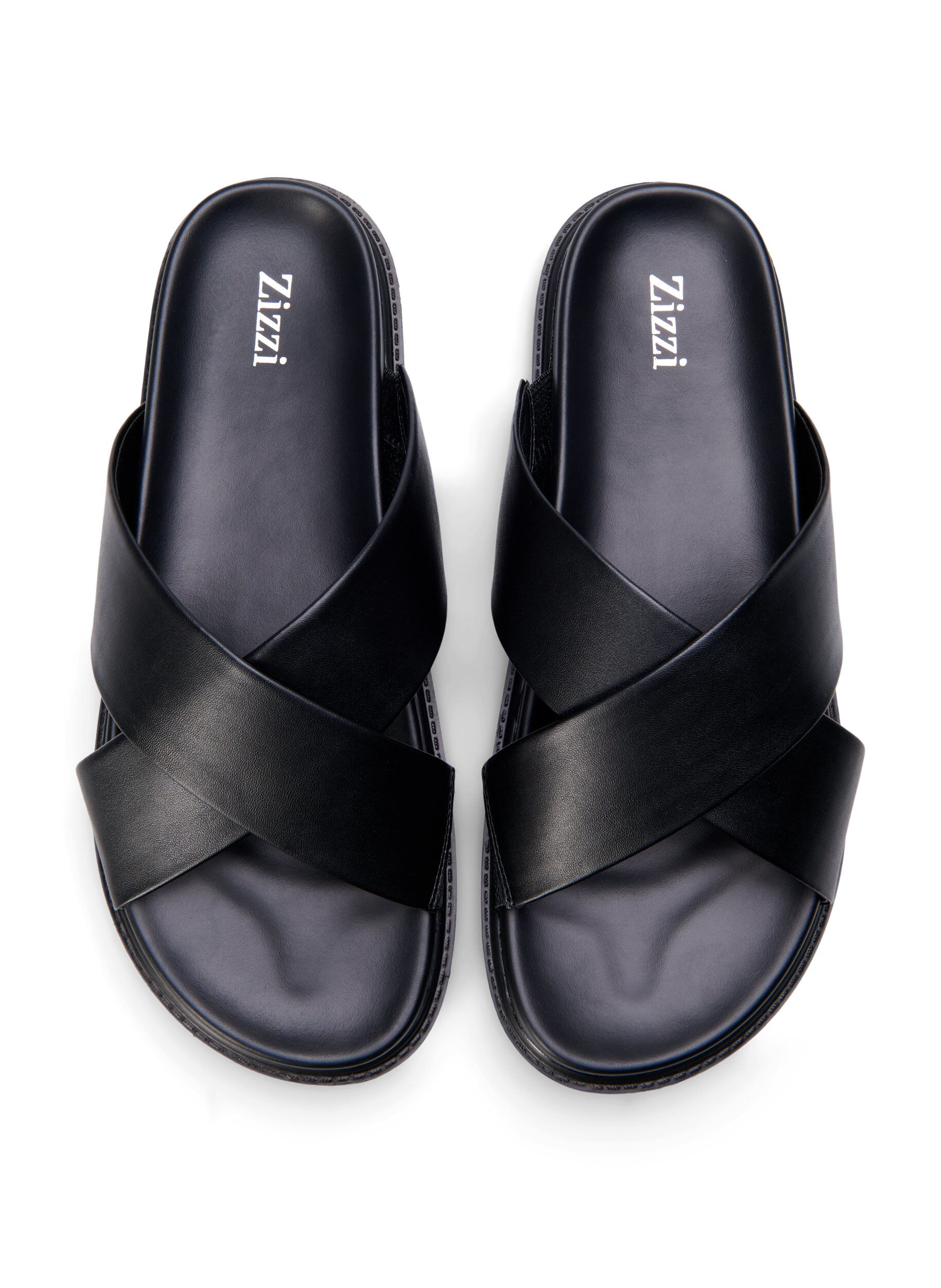 Zizzifashion Wide fit sandal with crossed straps, Black, Packshot image number 2