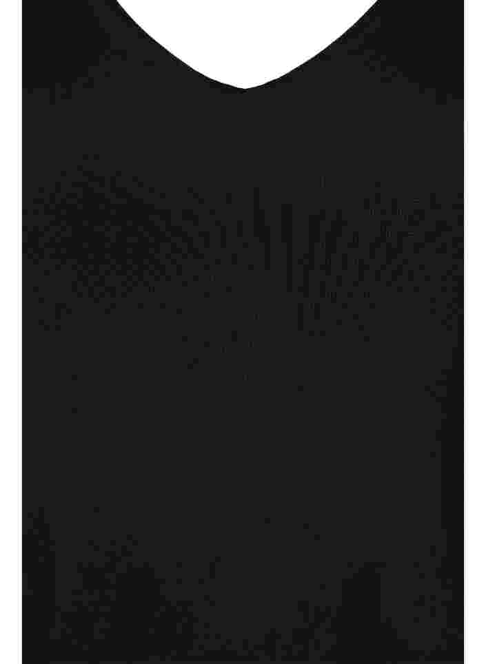 Close-fitting mesh top with v-neck, Black, Packshot image number 2