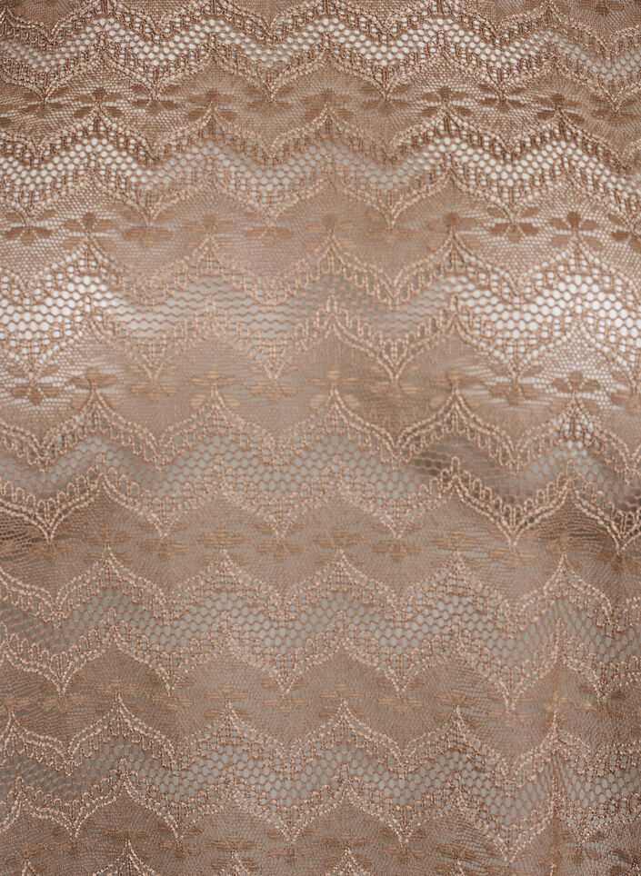 Lace blouse with short sleeves and scalloped hem, Brown, Packshot image number 2