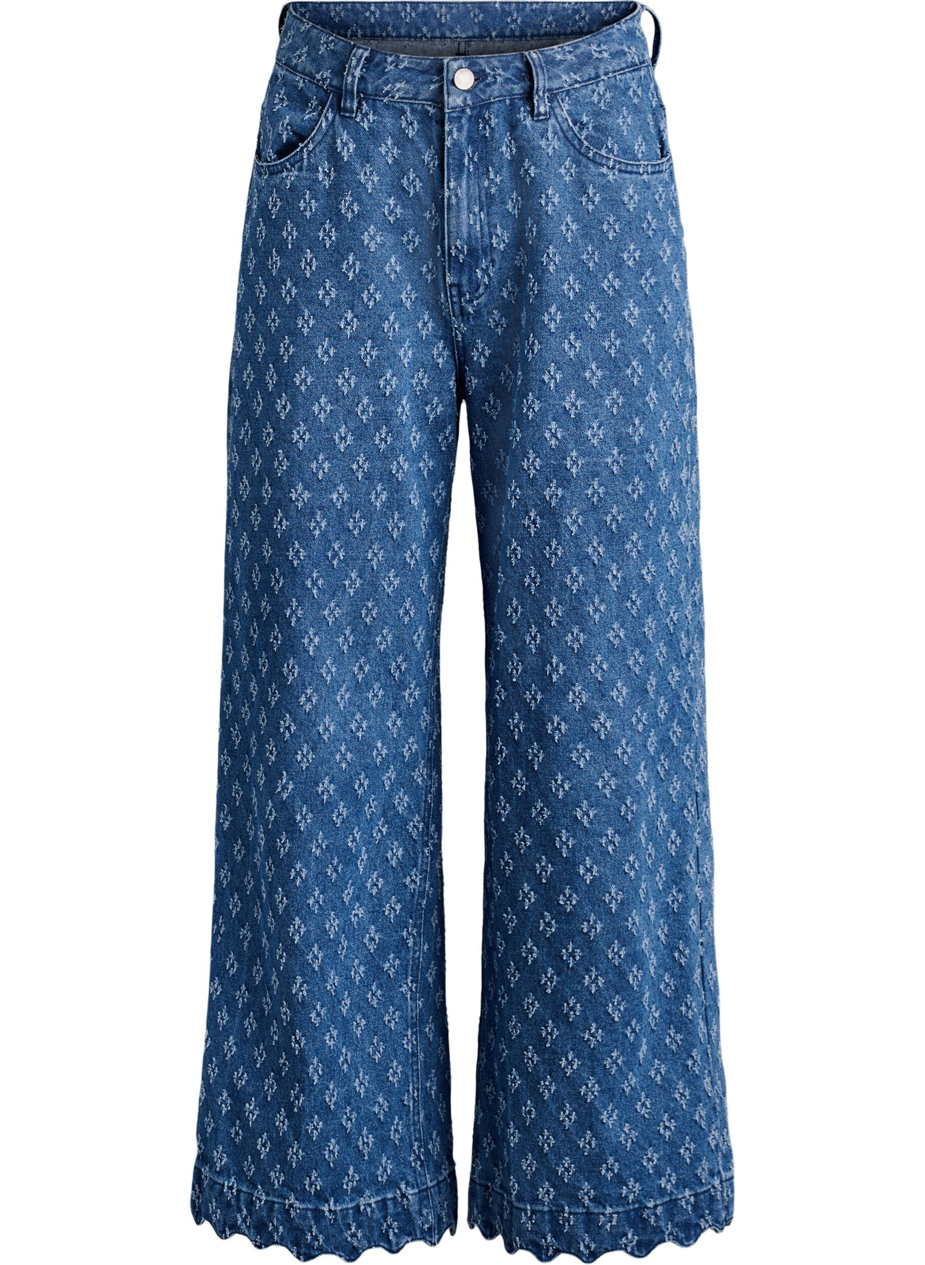 Myra jeans with wide fit and distressed pattern