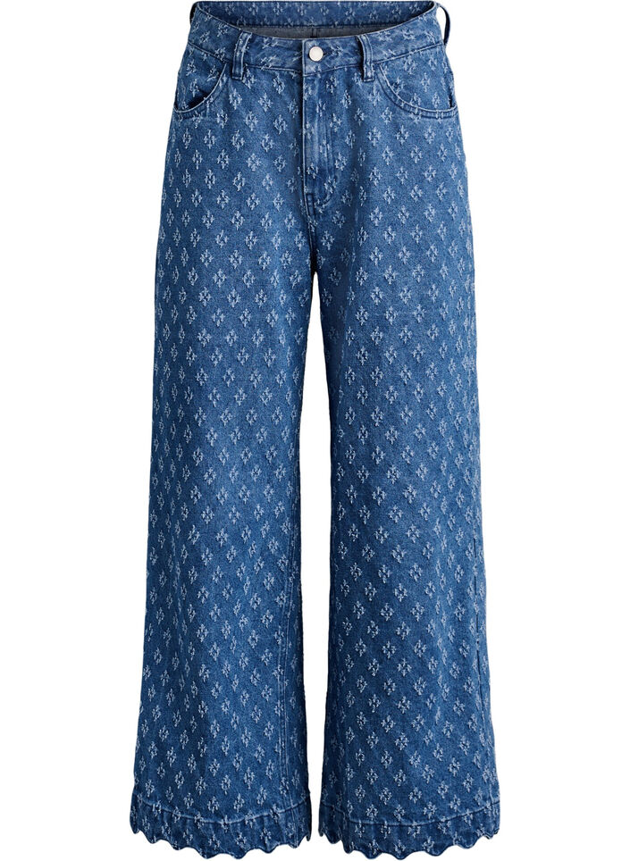 Myra jeans with wide fit and distressed pattern, Blue, Packshot image number 0