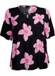 Short sleeve viscose Blouse with print, Black, Packshot image number 0
