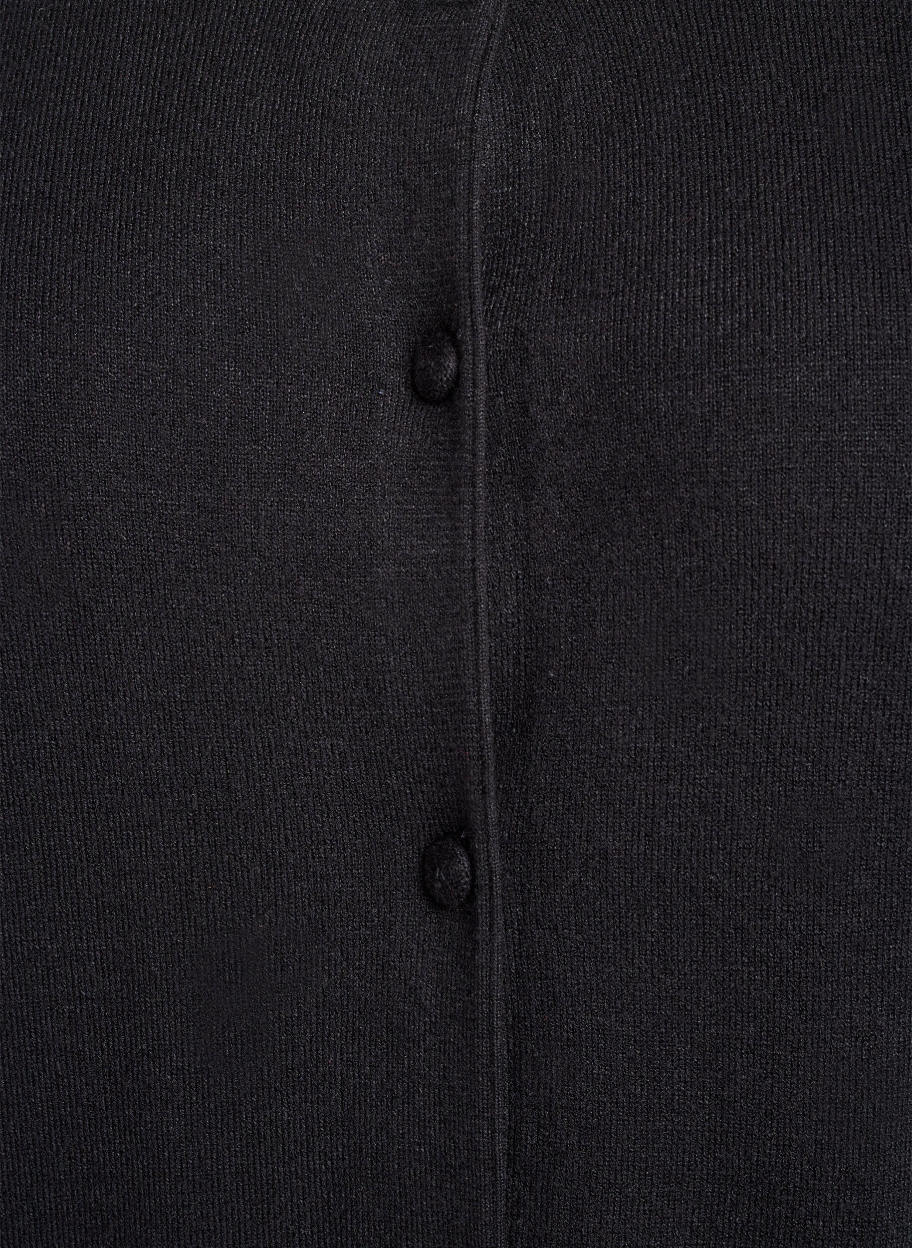Zizzifashion Cardigan with round neck and fabric-covered buttons, Black, Packshot image number 3