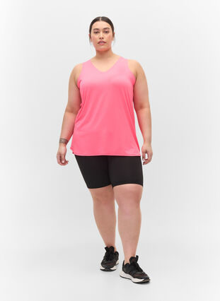 Sports top with V-neck, Neon pink, Model image number 2
