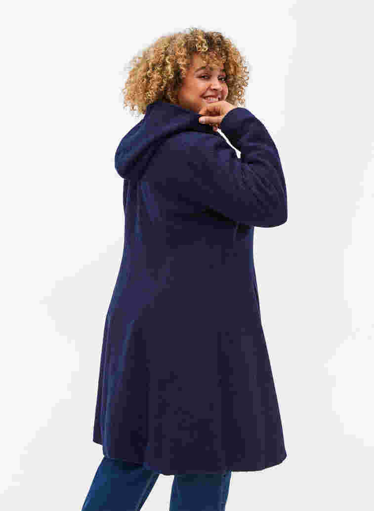 Coat with a hood and A-line cut, Night Sky Mel., Model image number 1