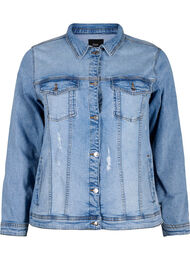 Short cotton denim jacket, Light blue denim, Packshot