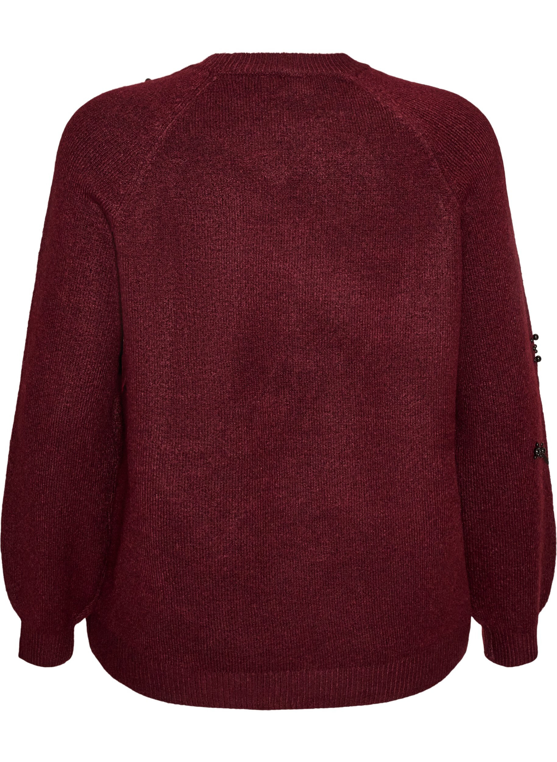 ZizzifashionJumper with pearl embroidery, Red, Packshot image number 1