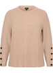 Knitted blouse with ribbed texture and button details, Beige, Packshot image number 0