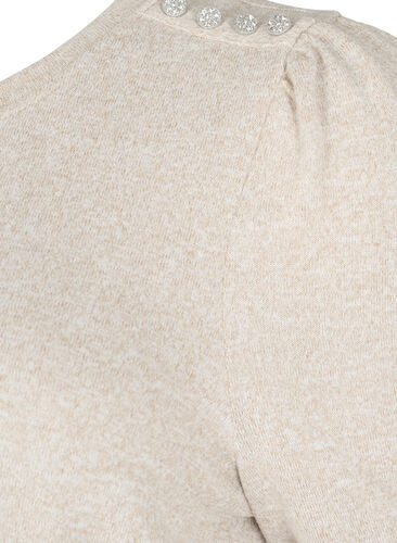 Blouse with short puff sleeves, Natural Mél, Packshot image number 3
