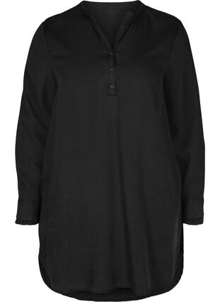 Long sleeve tunic with V-neck and buttons, Black, Packshot image number 0