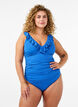 Swimsuit with ruffles and removable inserts, Blue, Model image number 0