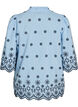 Blouse with 3/4 sleeves and embroidered pattern, Blue, Packshot image number 1
