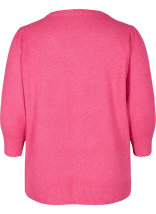 Mottled knitted top with 3/4-length sleeves, Fandango Pink, Packshot image number 1