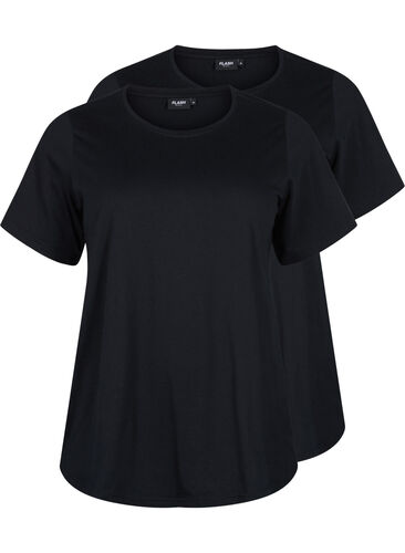 FLASH - 2-pack round neck t-shirts, Black/Black, Packshot image number 0
