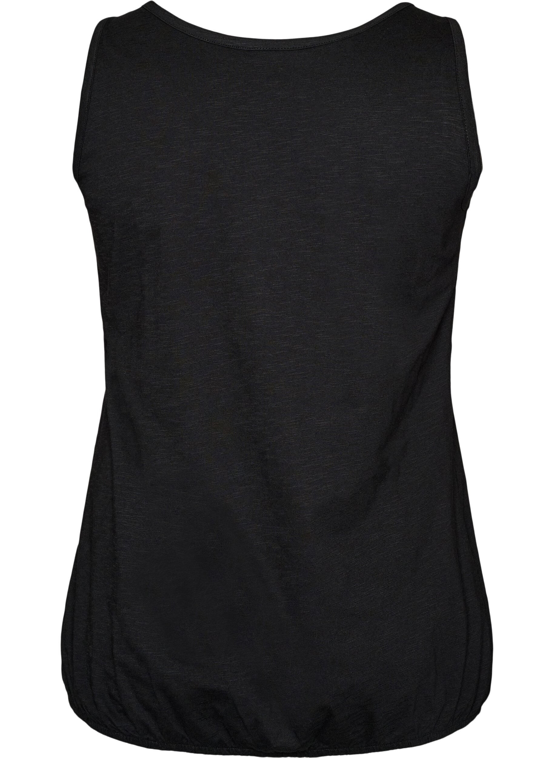 ZizzifashionTank top in organic cotton with V-neck and buttons, Black, Packshot image number 1
