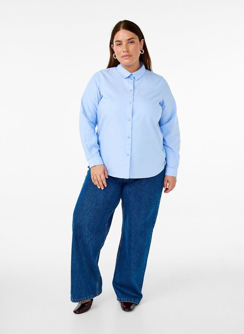 Long-sleeved cotton shirt, Light Blue, Model image number 1