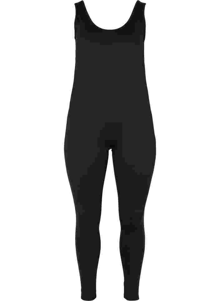 Tight-fitting exercise jumpsuit, Black, Packshot