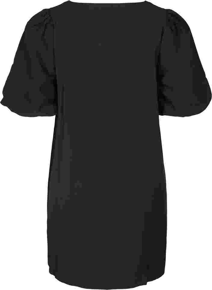 Shoty-sleeved tunic with a V-neck, Black, Packshot image number 1