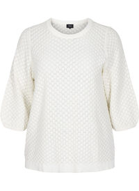 Patterned knitted jumper in organic cotton with 3/4 sleeves
