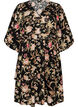 Floral dress in linen and viscose with an empire line, Black, Packshot image number 0