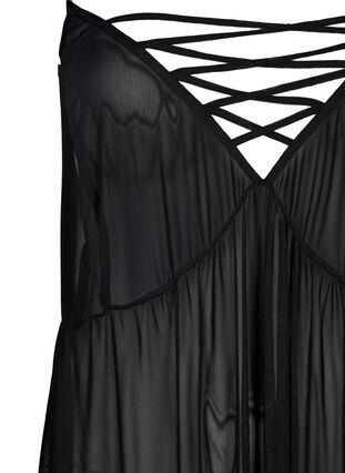 Mesh nightdress with string, Black, Packshot image number 2