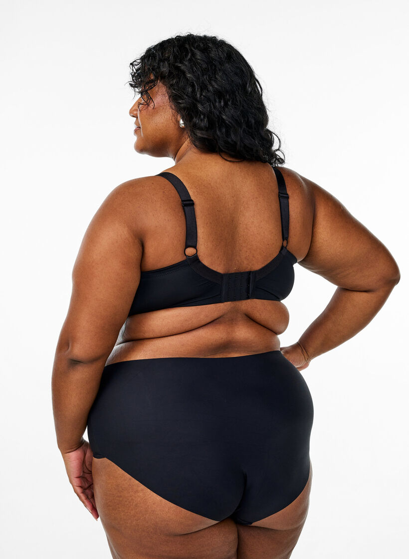 Moulded bra in microfiber with satin detail, Black, Model image number 2