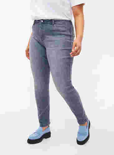 Extra slim Nille jeans with high waist, Grey Denim, Model image number 2