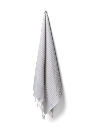 Striped Towels with fringes, Light Grey Melange, Packshot image number 0